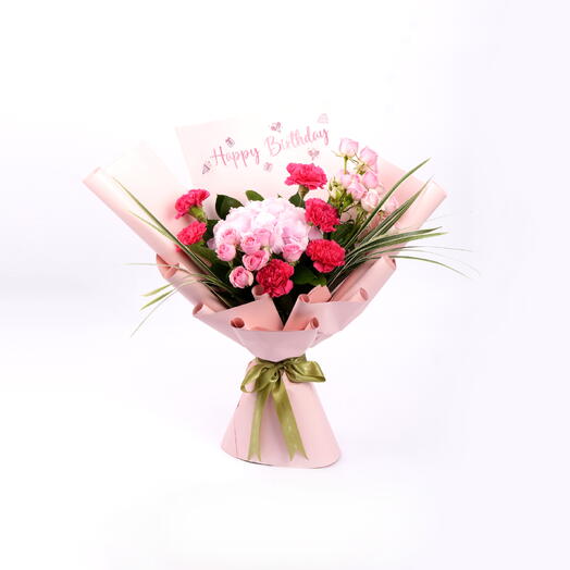 Happy Birthday Message Flowers Bouquet