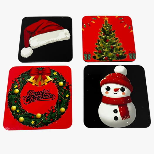 Christmas-Themed Coaster Set – 4