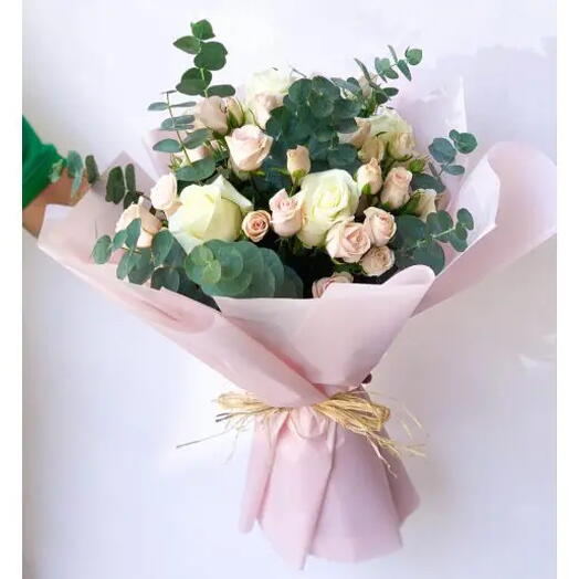 Elegant Pink   White Rose Bouquet