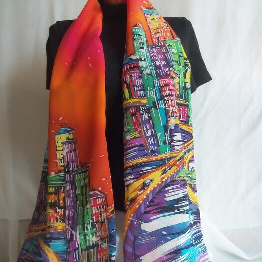 Bufanda batik "ciudad de Neón"