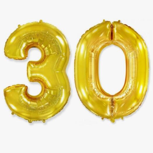 Гелиевые шары "30", цвет золото