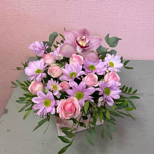 A box with an orchid
