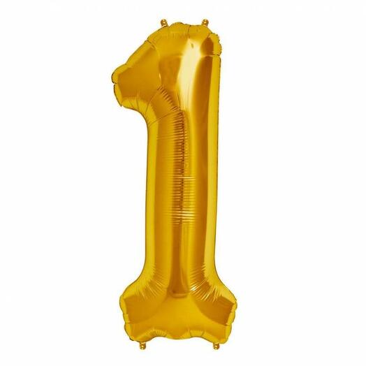 GOLD GIANT FOIL NUMBER BALLOON - 1