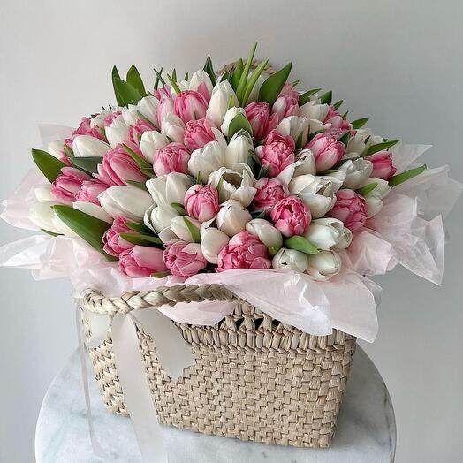 Mix Tulips Basket