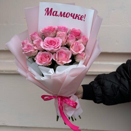 Букет с розовой кенийской розой мамочка