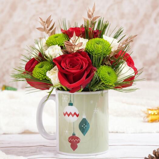 Seasons Greetings Flower Mug