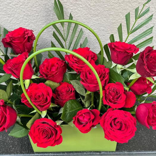 Romance in a bag;25 stems of red roses in a bag