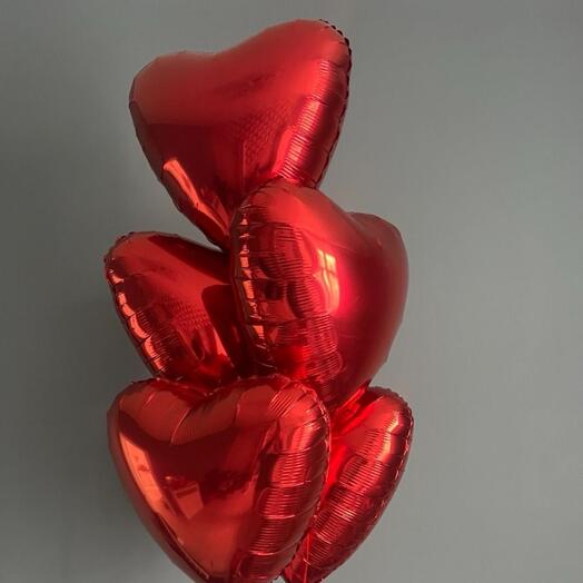 Шары красные «Сердце» 5 шт💞/шары с доставкой в Уфе